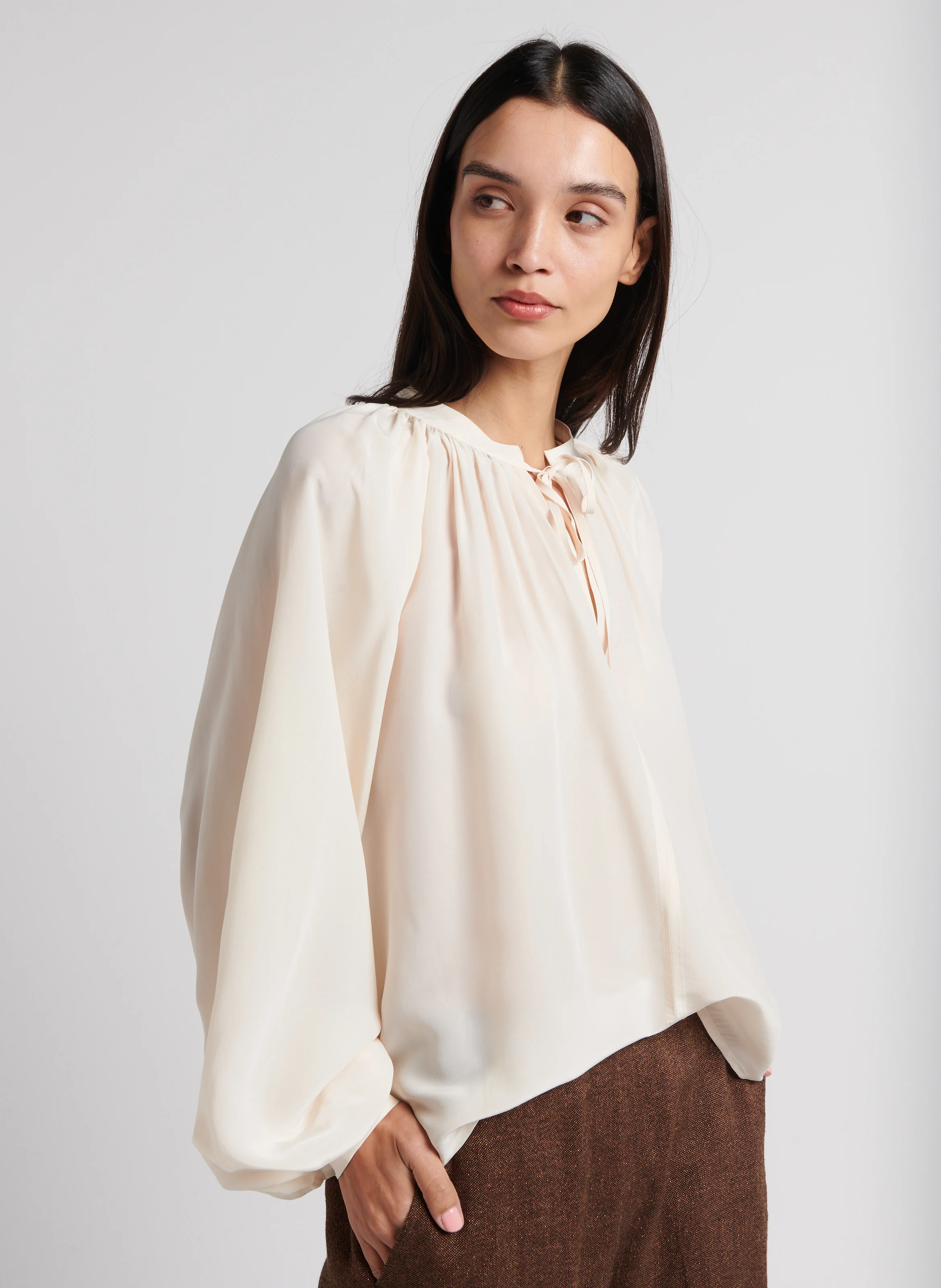ALLORO - Top oversize à col V | Beige