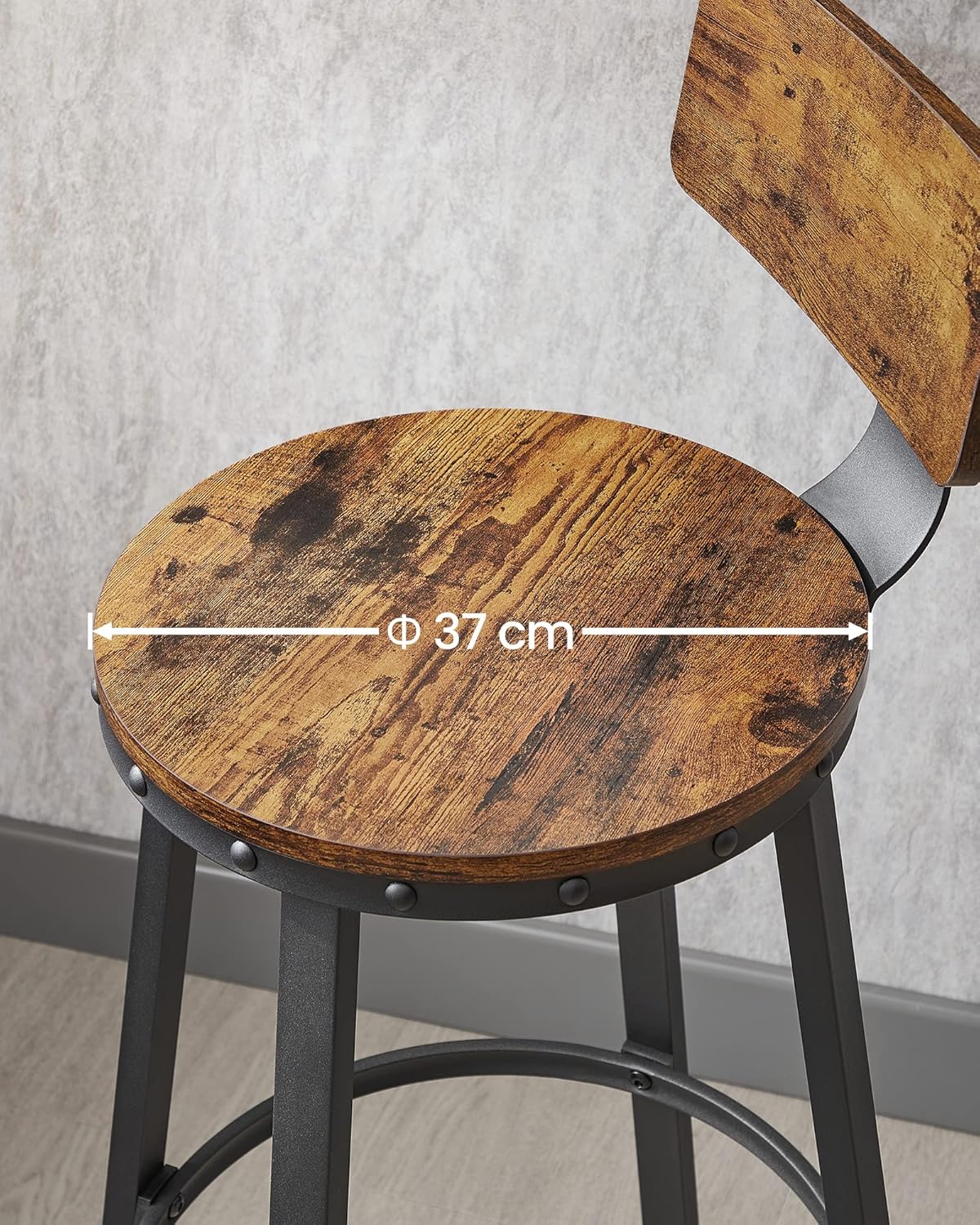 Set van 2 barkrukken - industrieel ontwerp - vintage bruin