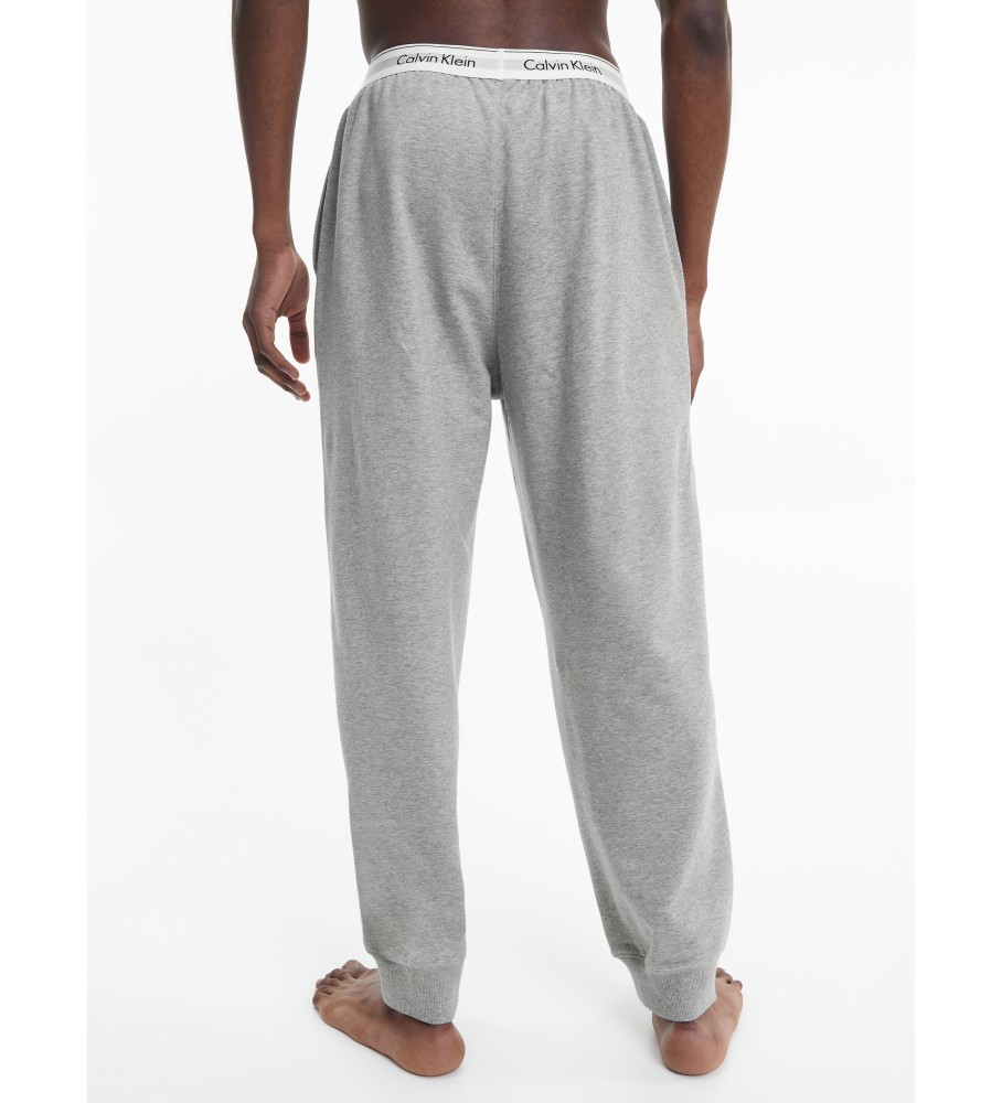 Calça de moletom Calvin Klein Panaln, algodão moderno, cinza