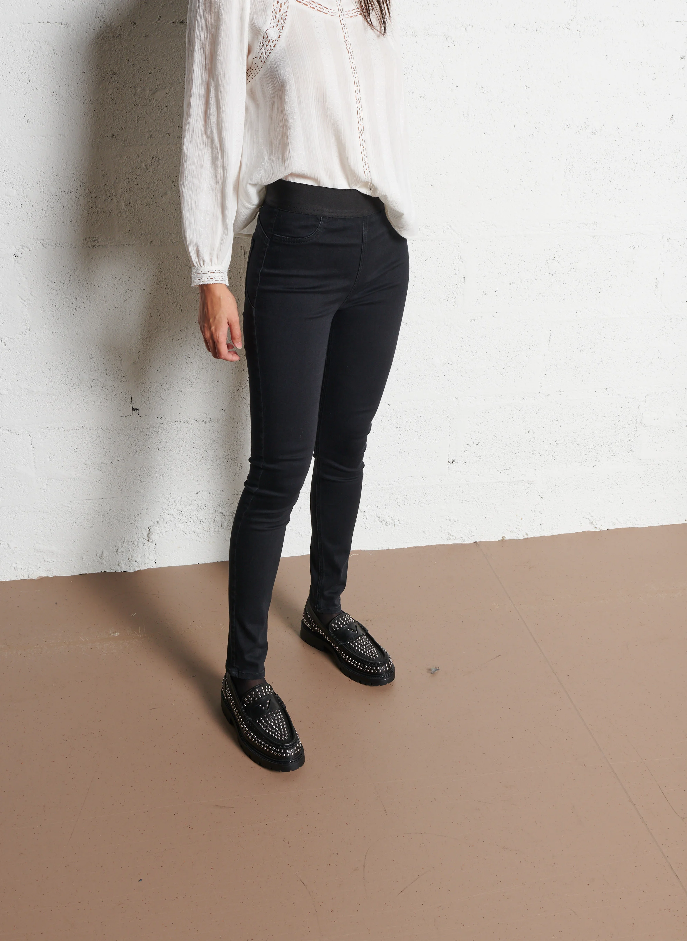 Jean slim taille haute | Noir