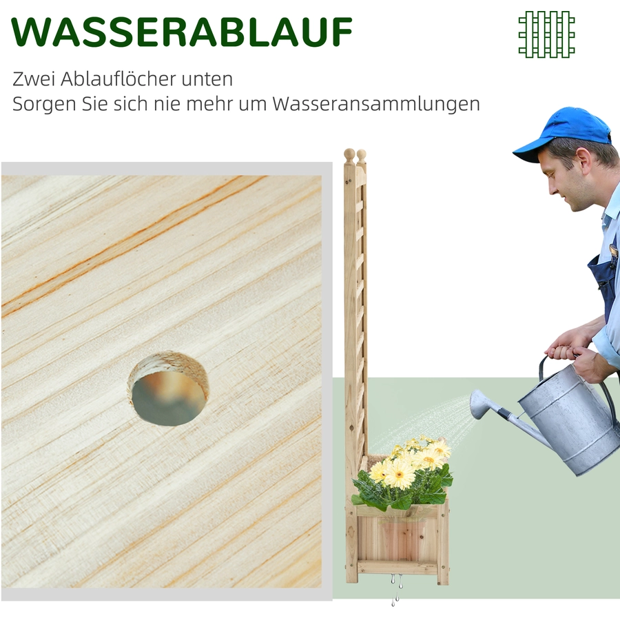 Outsunny Rankkasten im Spalierrahmen-Design naturholz