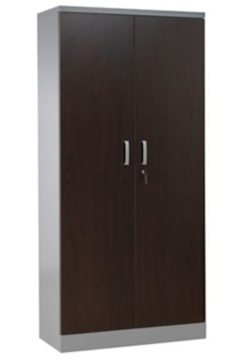 PROREGAL Beetle archiefkast met 4 legplanken, HxBxD 195 x 92 x 42 cm, zilver & wengé