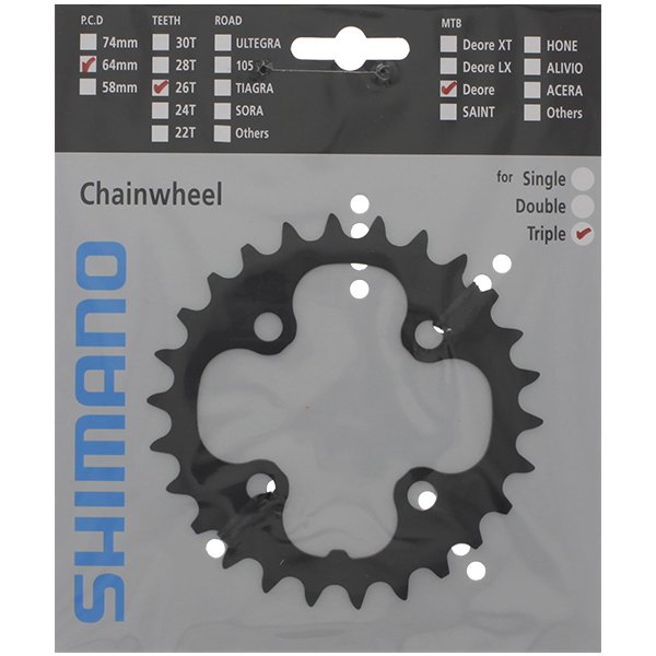 Shimano Klinge 26T FC-M590 64mm sort deore