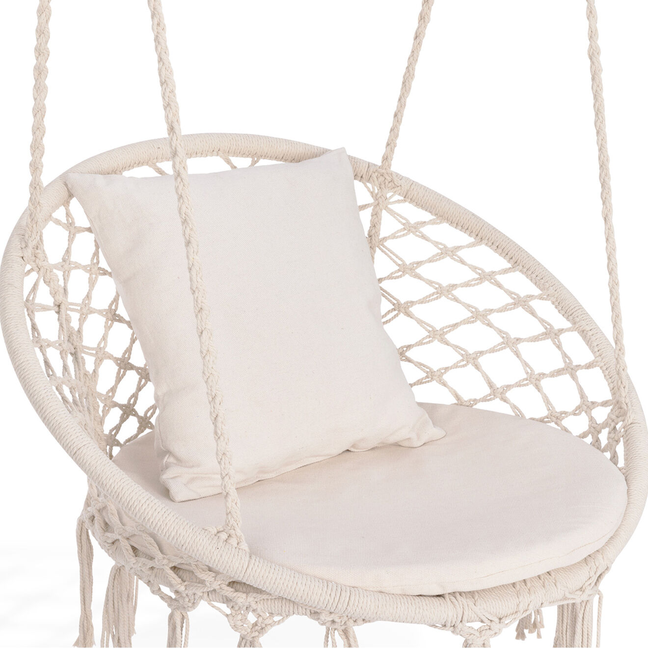 Pratik Garden Hamac macramé avec Coussins beige  - 60x50x120 cm