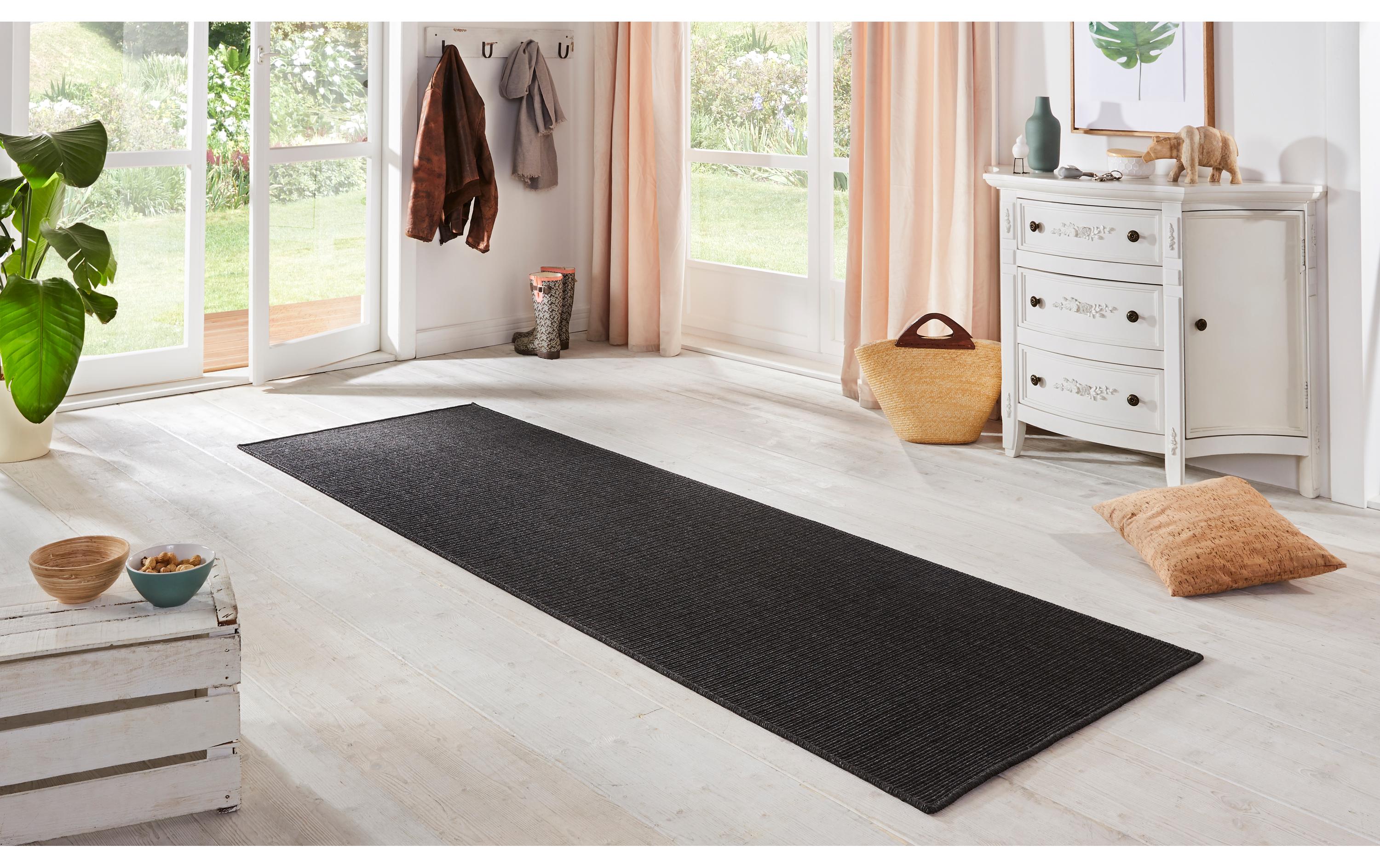 Teppich Sisal 80 cm x 150 cm, SchwarzIn- & Outdoor Teppichläufer