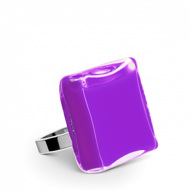 Bague en verre soufflé - Carré Medium Milk