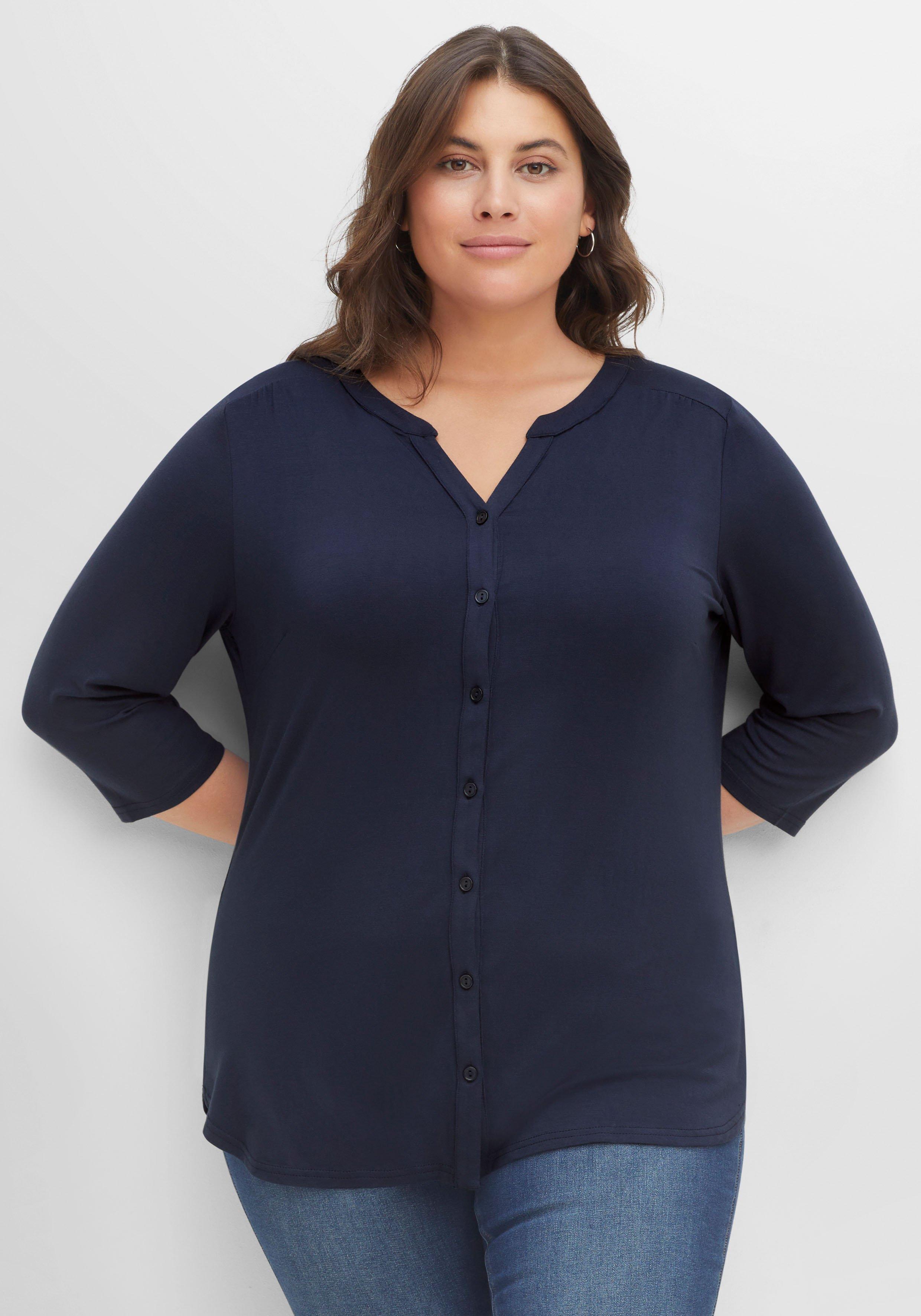 Shirtbluse mit 3/4-Arm und Kräuseldetails