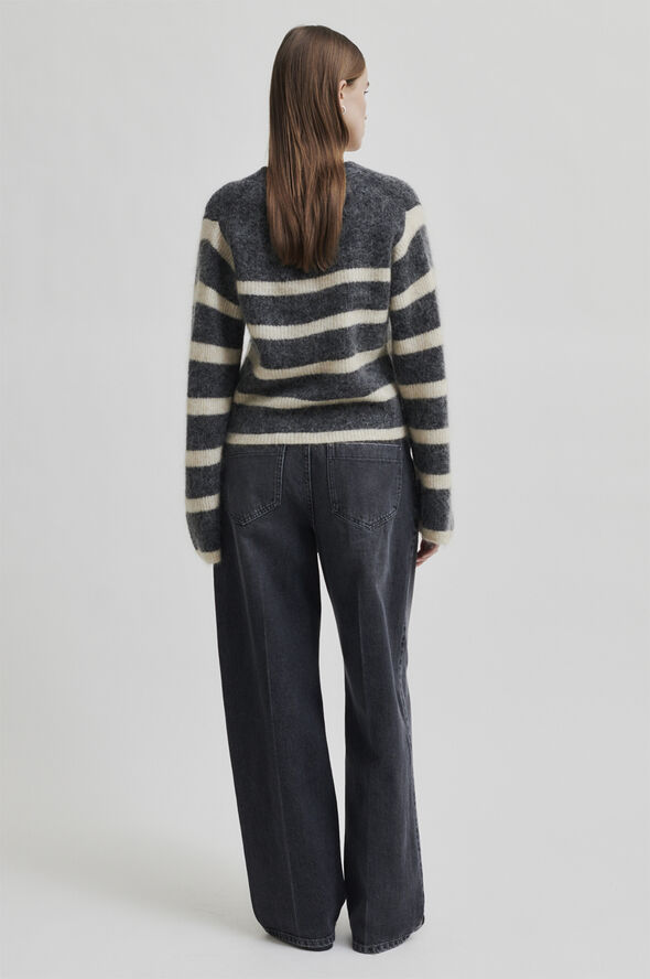 Second Female Ovalis Mohair Blend Knit Wide Sleeve Cardigan Volcanic ash
