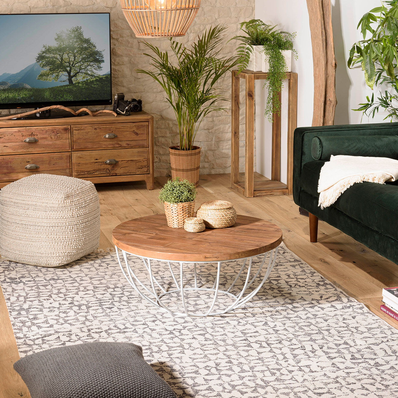 Macabane Table basse Sixtine bois naturel  - D.80xH.35 cm
