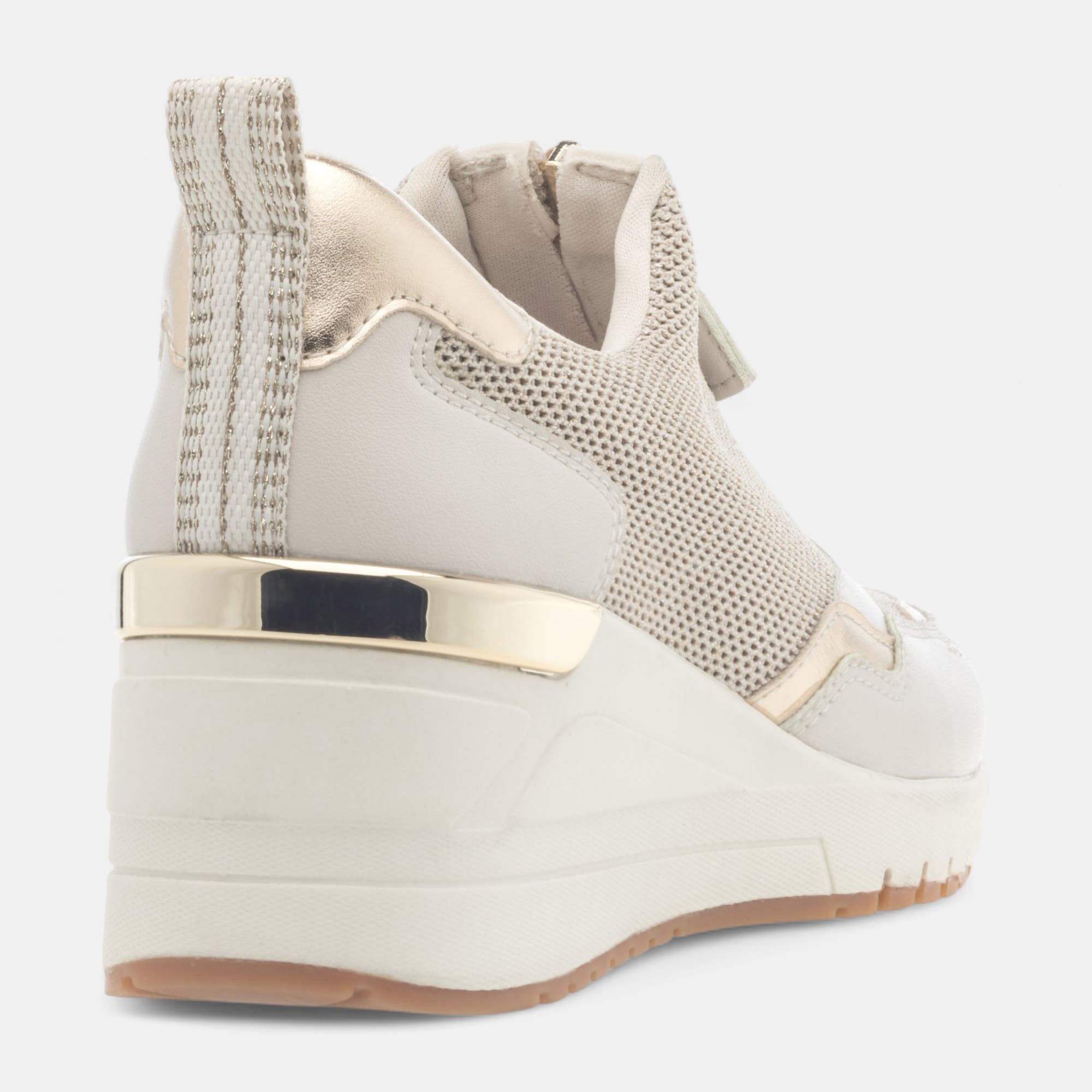 Baskets basses à talon compensé Femme beige