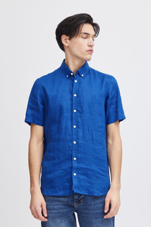 Casual Friday CFANTON 0071 SS 100% linen shirt Mazarine blue