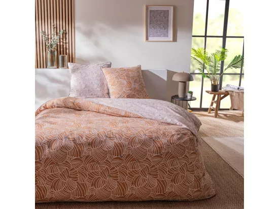Parure de lit 2 personnes en coton 57 fils imprimé camel 260x240cm