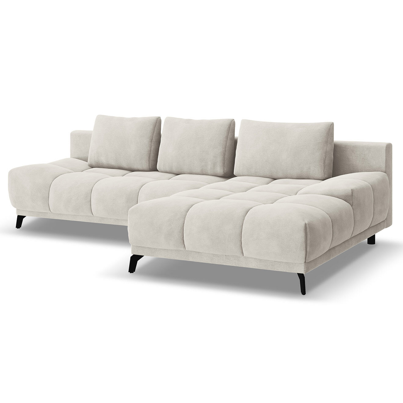 Windsor & Co Canapé d'angle Droit Convertible avec Coffre Cirrus 5 Places beige clair - 290x182x90 cm