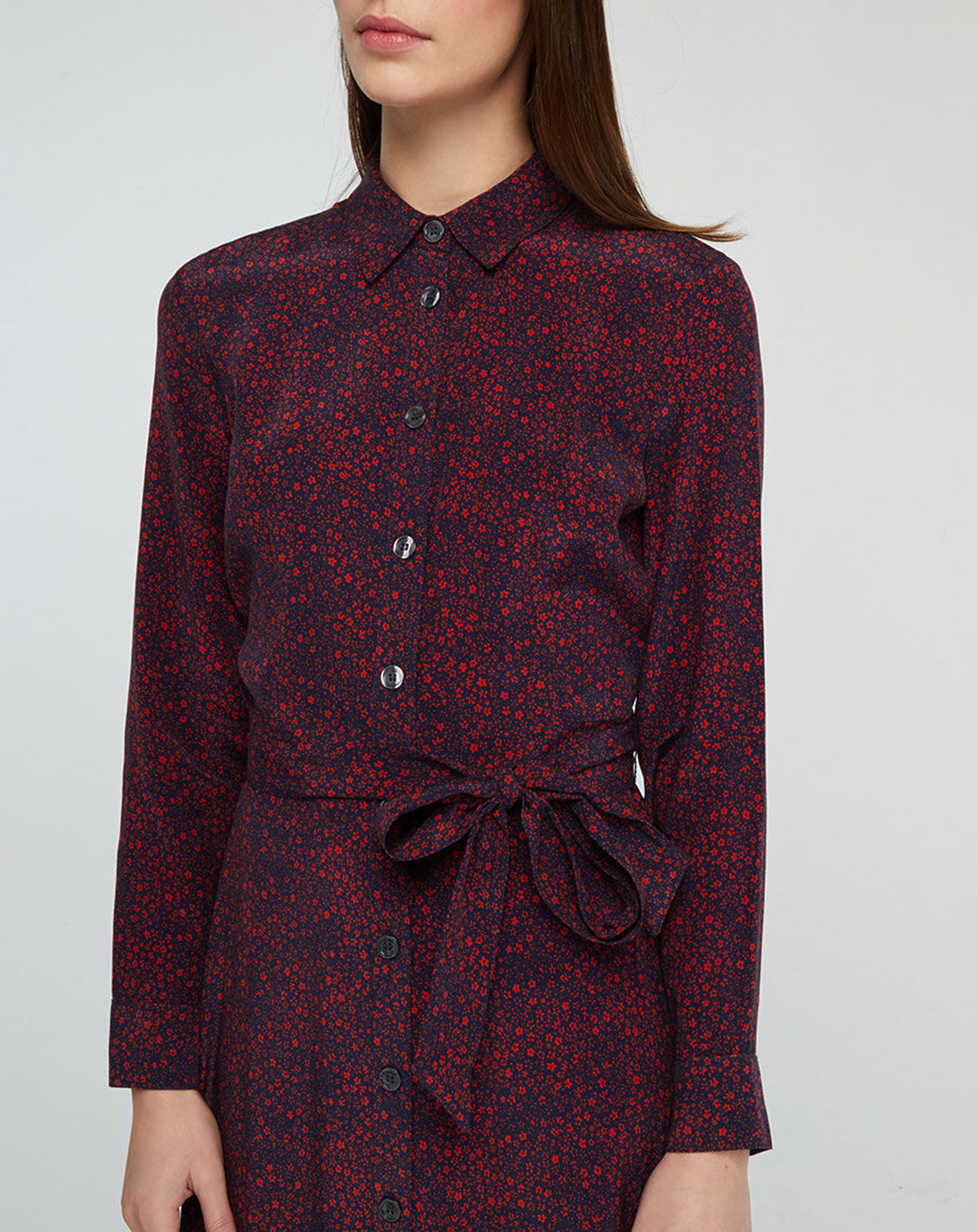 Tommy Hilfiger Robe chemise imprimée fleurs marine/rouge