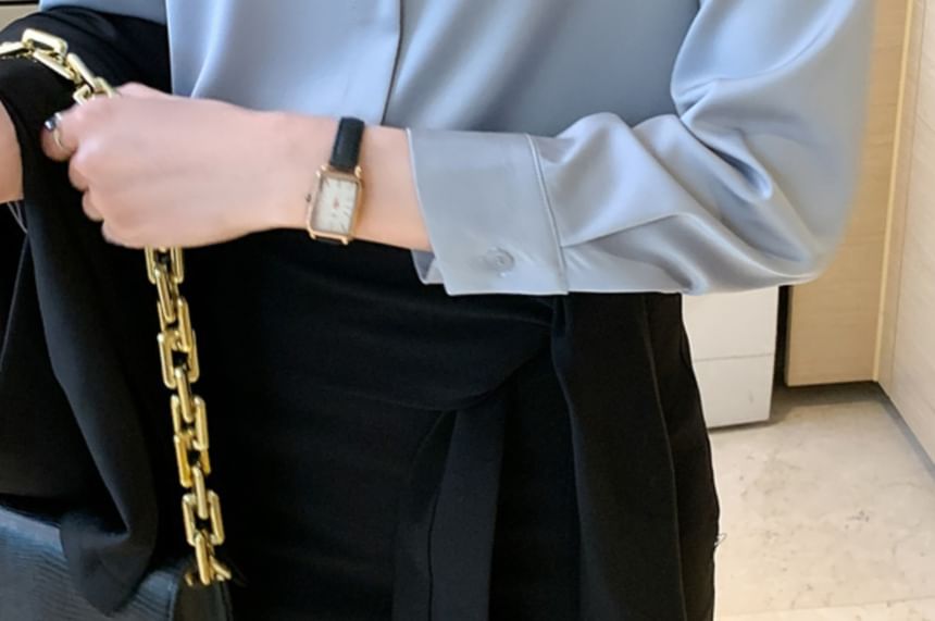 Dragan Pulse - Blouse van effen chiffon met lange mouwen