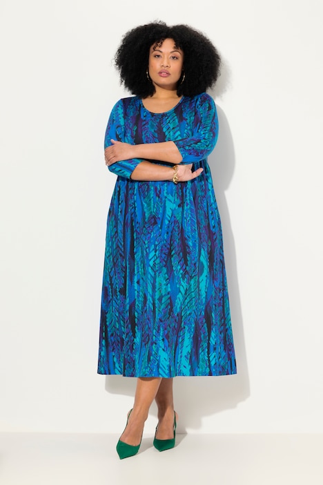 Jersey-Maxikleid, A-Linie, Rundhals, 3/4-Arm, Taschen