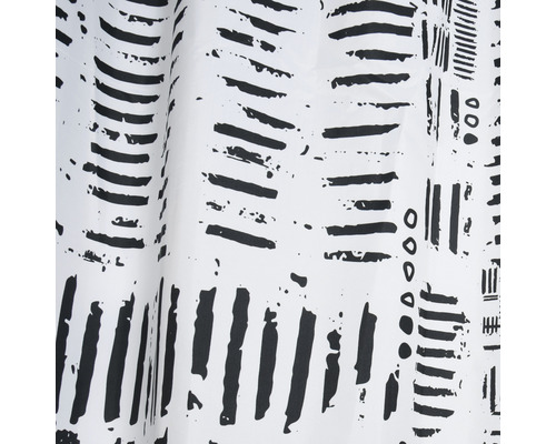 Spirella Connection textiel douchegordijn, 180 x 200 cm, wit/zwart