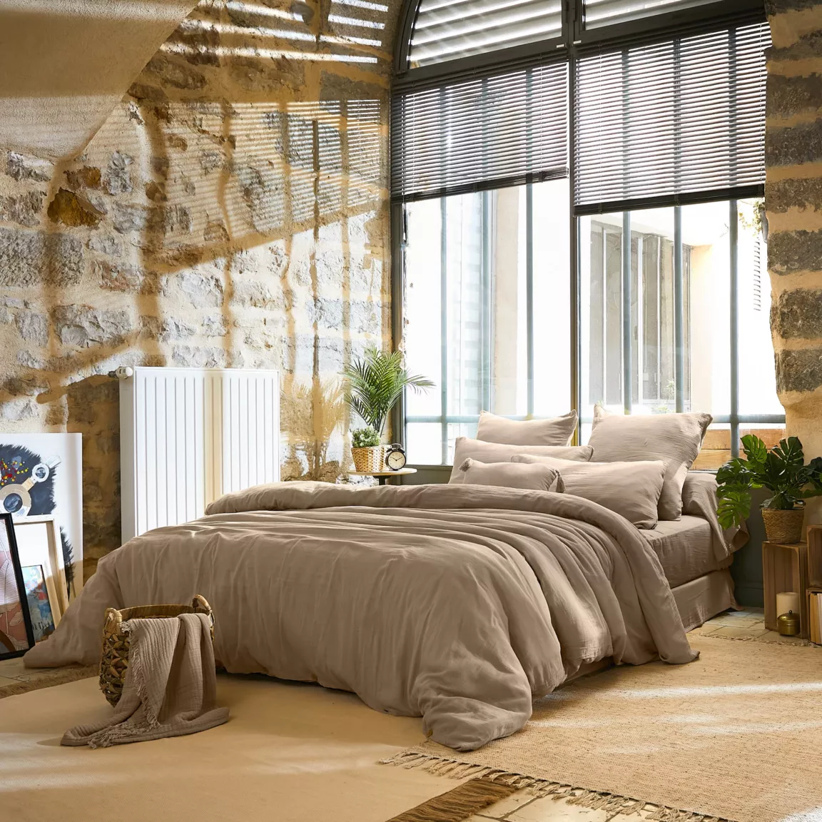 Housse de couette gaze de coton (260 x 240 cm) Gaïa Ficelle