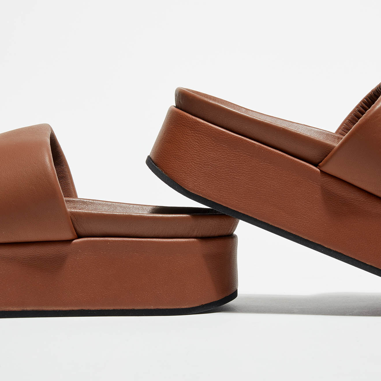 Giulia Taddeucci Mules compensées en Cuir cognac - Talon 5 cm