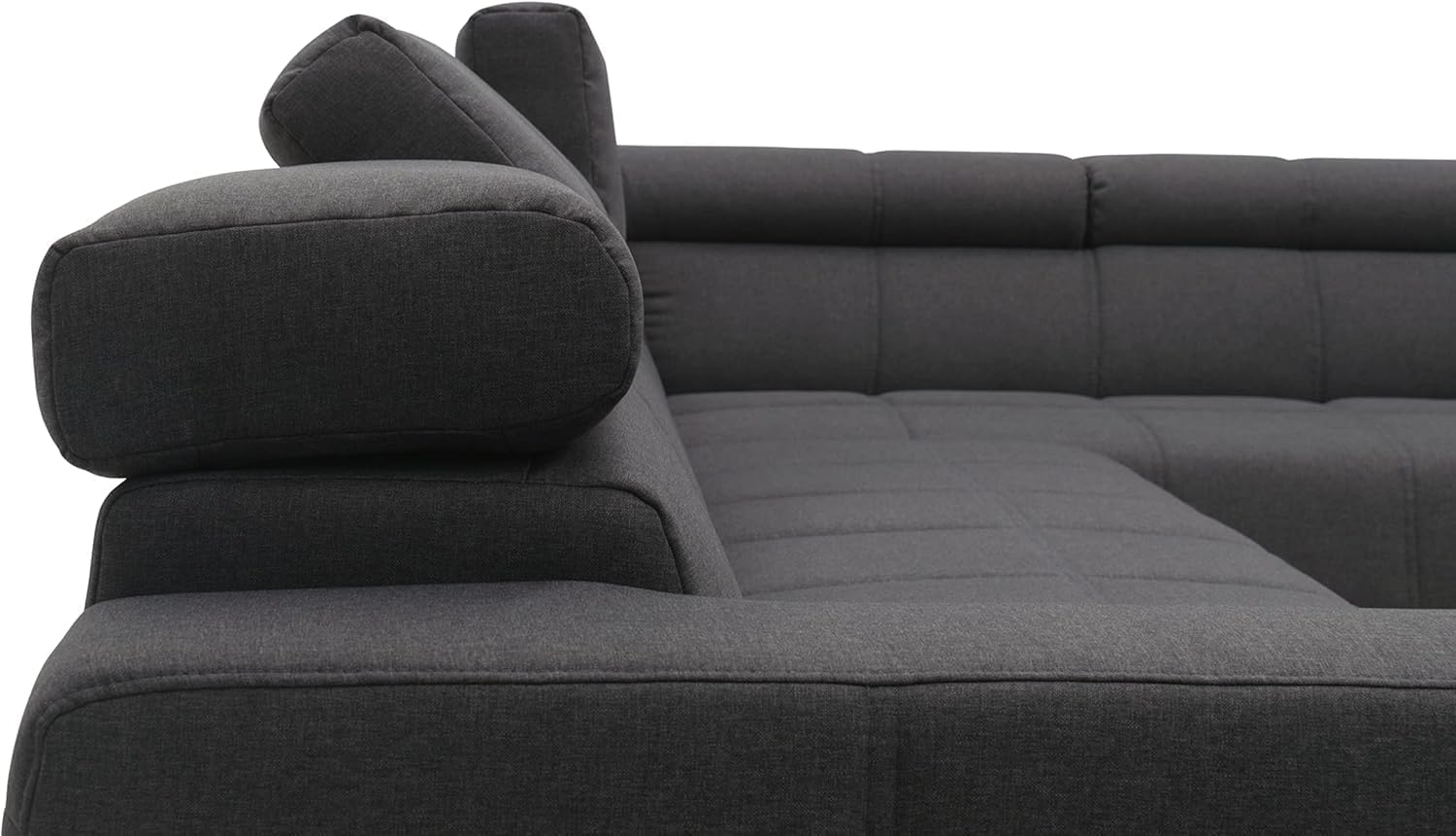 DOMO. collection Sofa Brandon, Wohnlandschaft mit Rückenfunktion und Sitztiefenverstellung Couch in U-Form, Polstergarnitur 359 x 228 x 80 cm (BxTxH), dunkelgrau