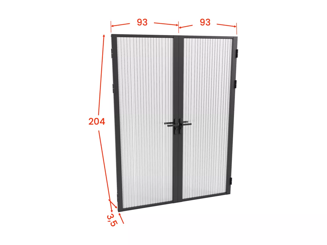 Bloc porte réversible à deux battants en aluminium et verre trempé texturé - 2 x H204 x L93 cm - Noir - LOXTON