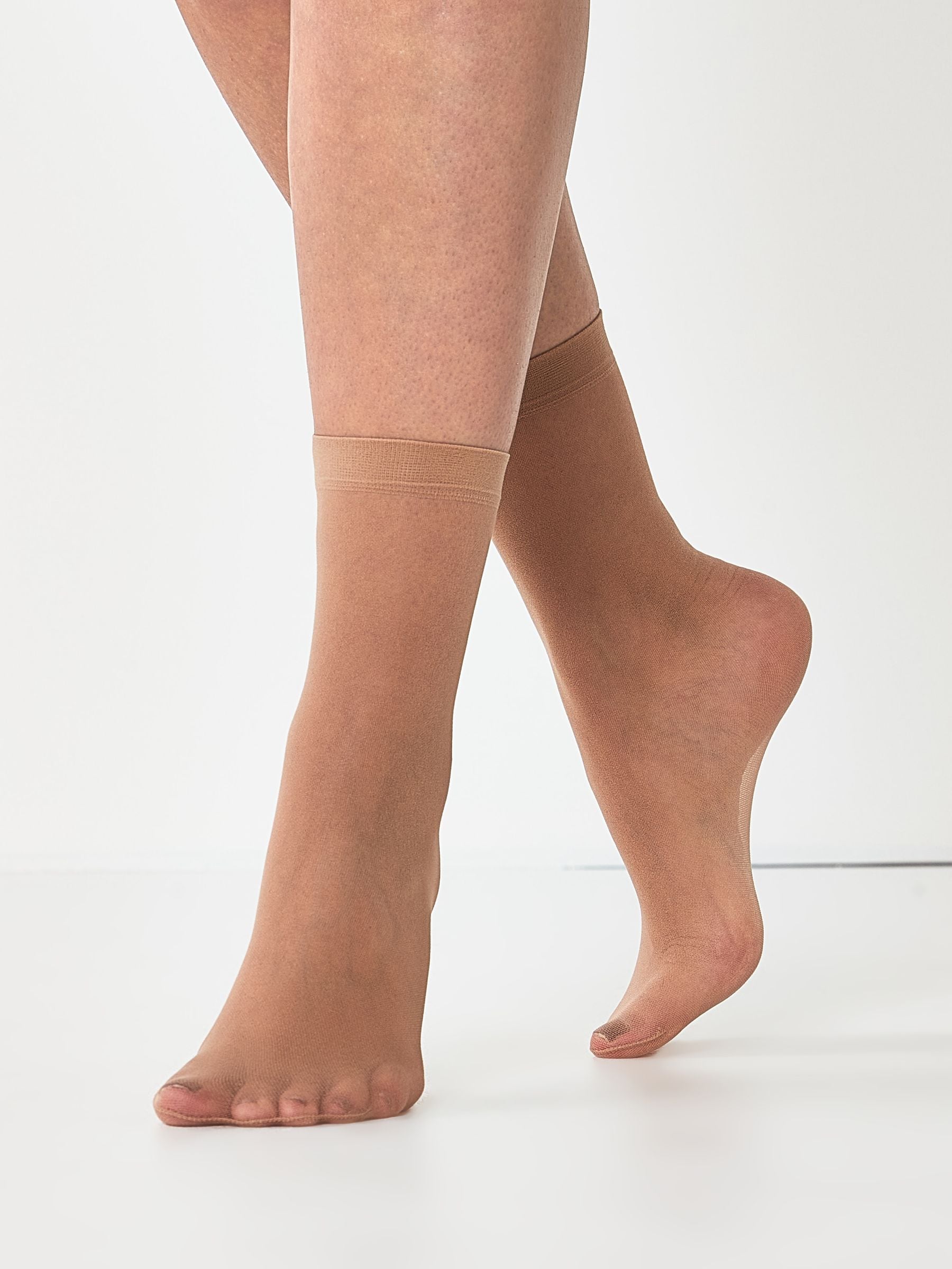 Licht beige - 5 Paar 20 denier enkelsokken
