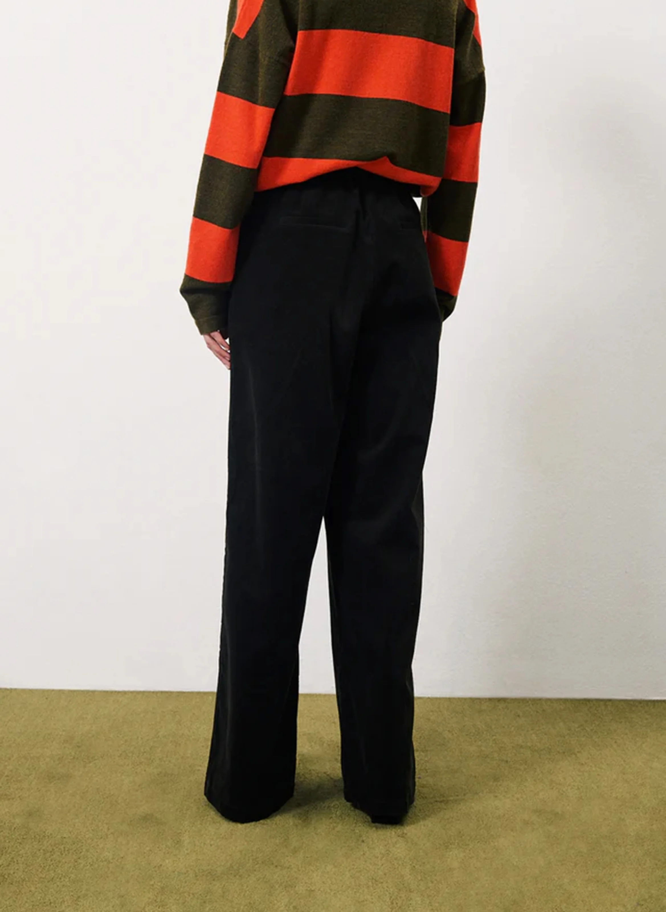 PHILO - Pantalon large en velours côtelé de coton | Vert