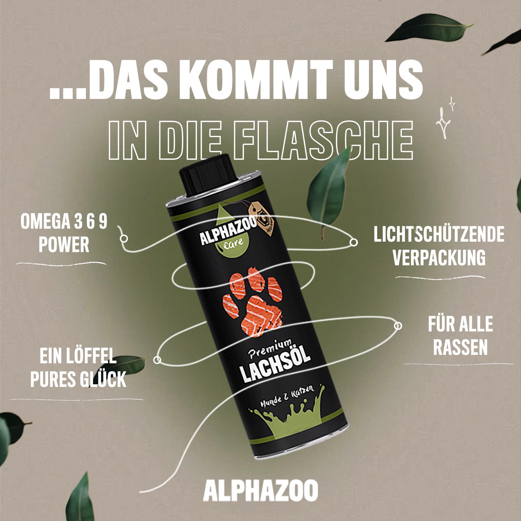 ALPHAZOO Premium Lachsöl für Hunde & Katzen I Natürliches Omega-3 Fischöl