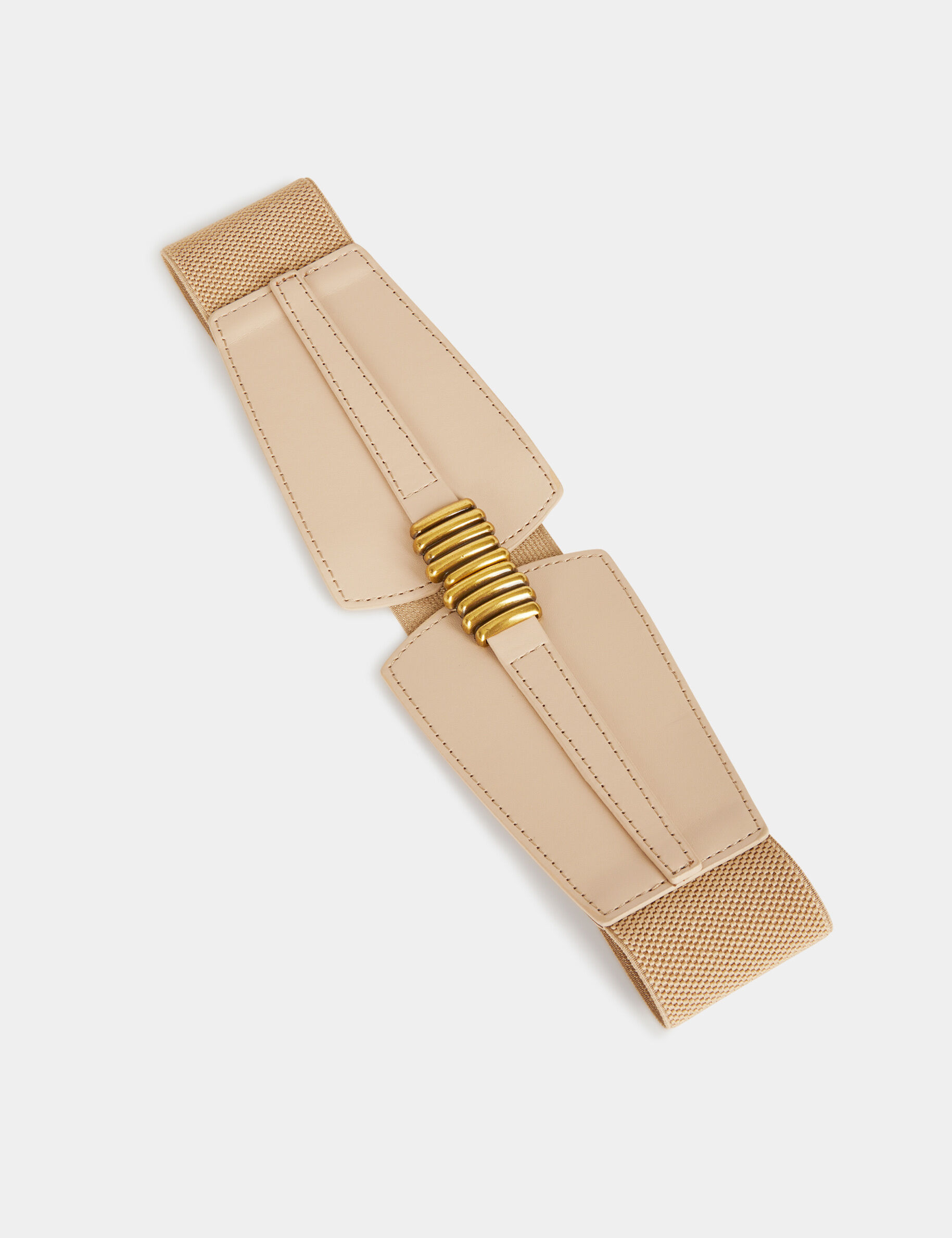 Ceinture élastiquée boucle à anneaux beige femme - beige