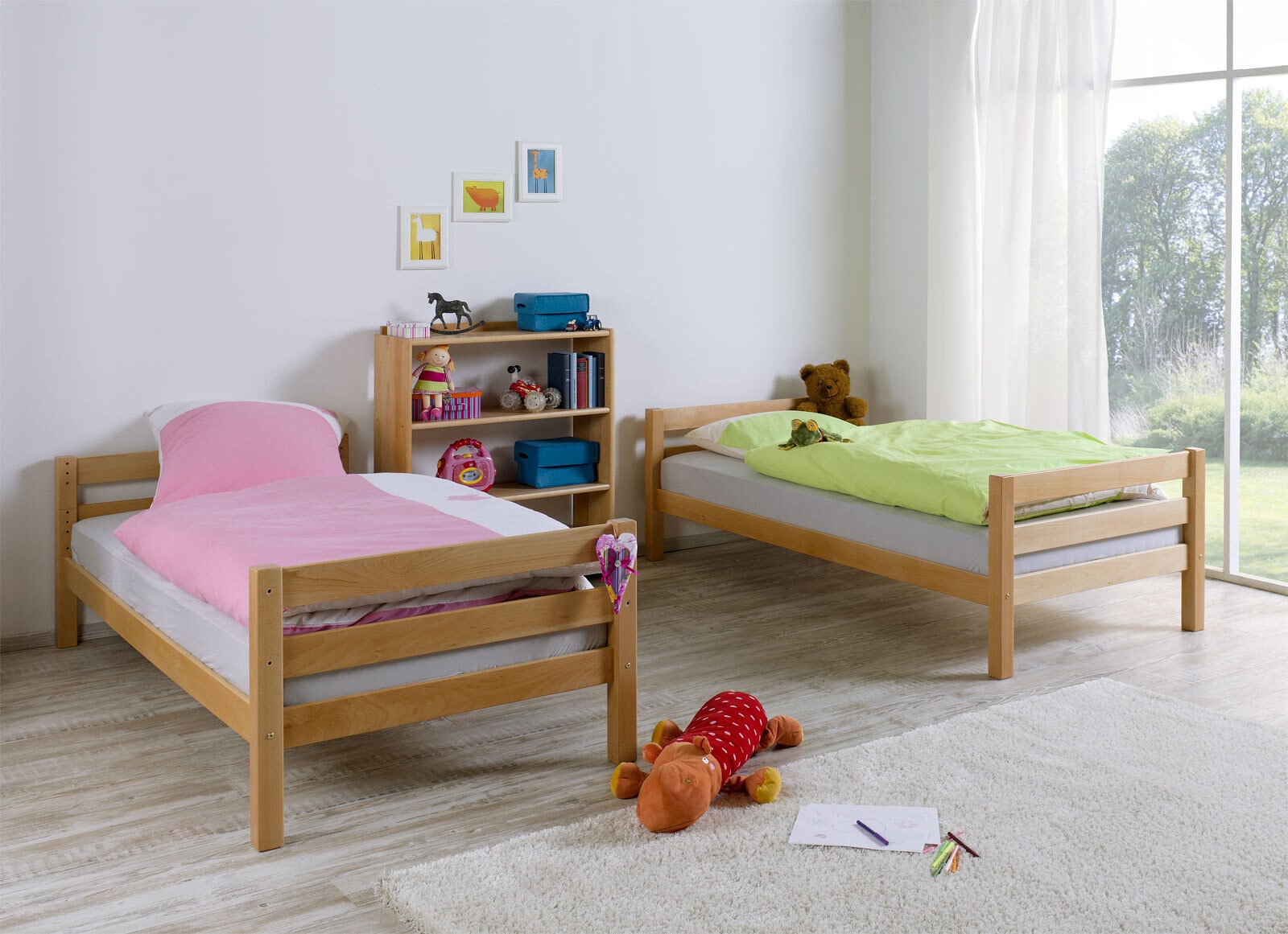Etagenbett mit Regal 90 x 200 cm Buche Massiv natur