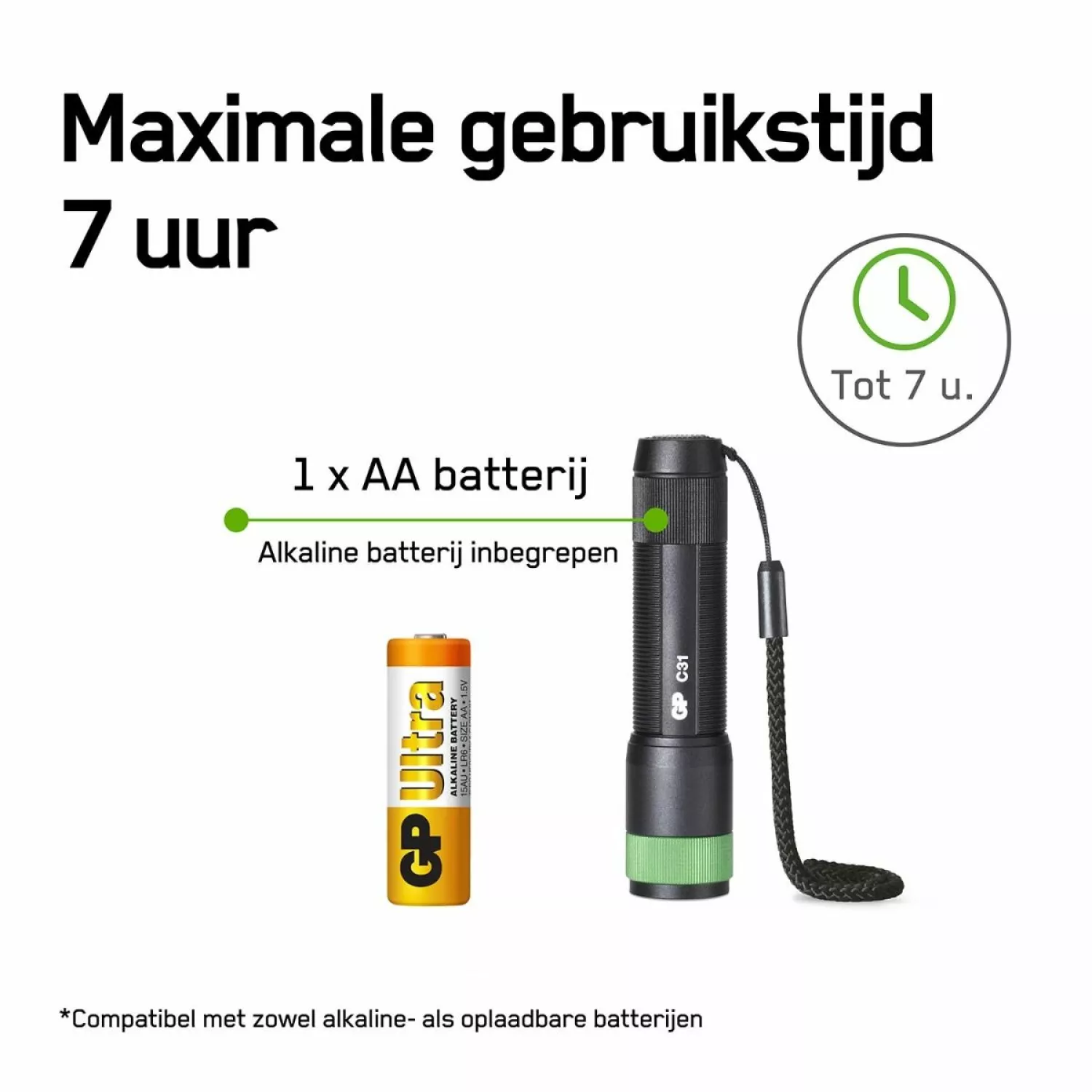 GP C31X Zaklamp - 100lumen - 1XAA - 75m - 260GPACT0C31X000