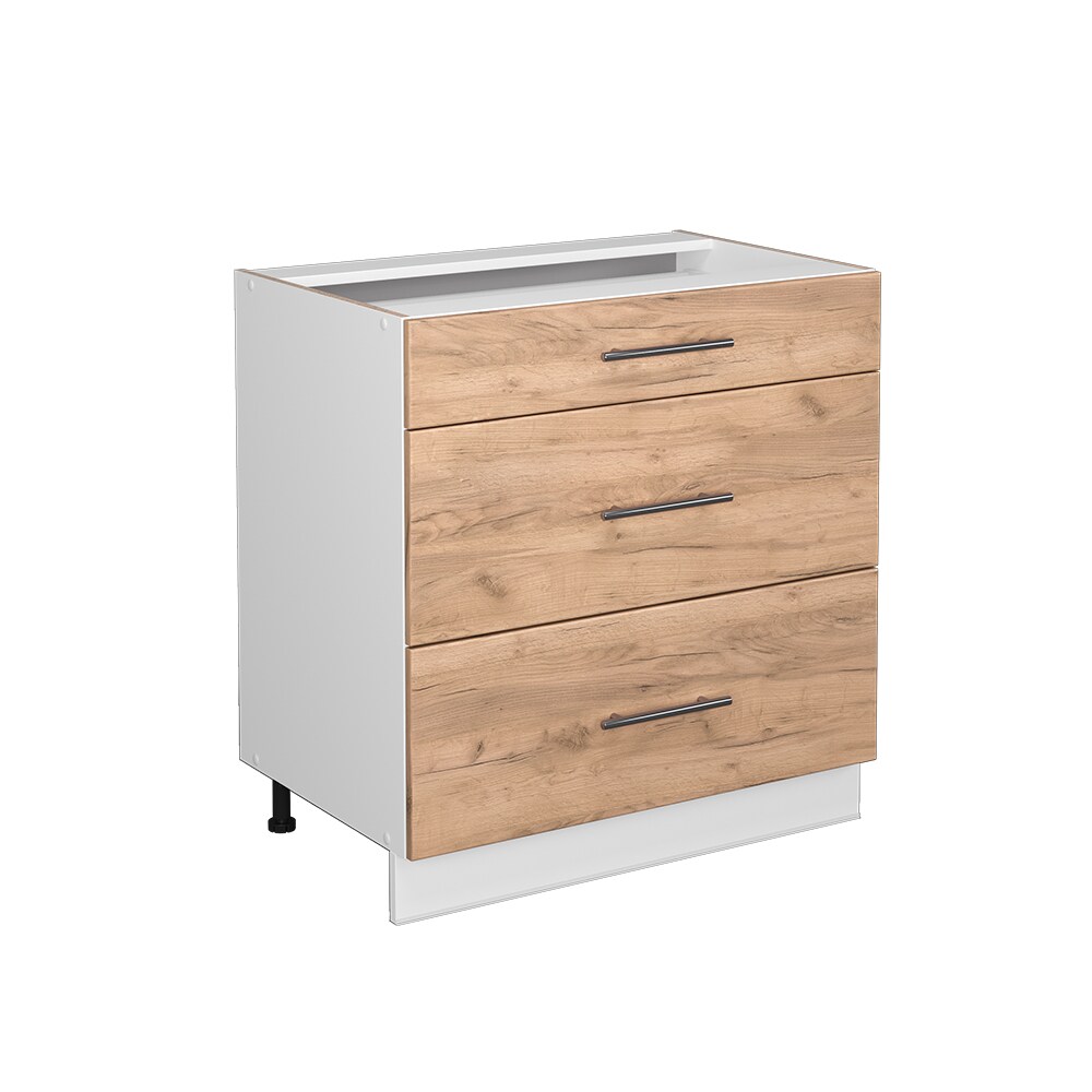 Vicco Schubladenunterschrank Küchenschrank Küchenmöbel Fame-Line Weiß 80 cm modern Hochglanz Küche Einbauküche Drehtür Blende Schublade Küchenunterschrank Küchenzeile