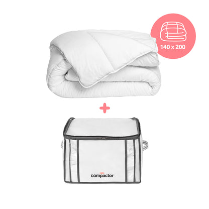 Pack Couette 140x200   housse de rangement sous vide Life taille M