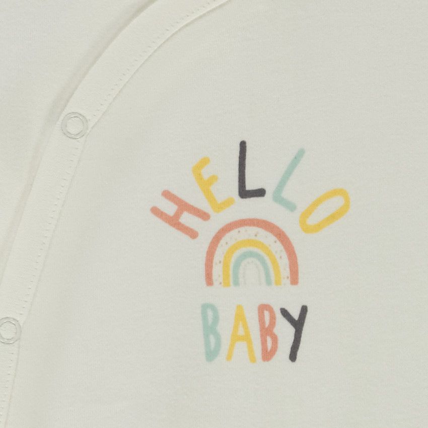 Dors-bien en jersey avec moufles retroussables pour bébé - Ecru