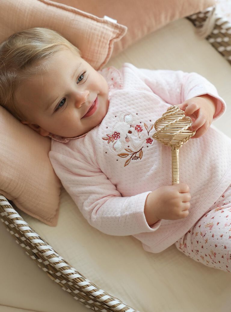 Ensemble haut et bas de pyjama en velours rose clair