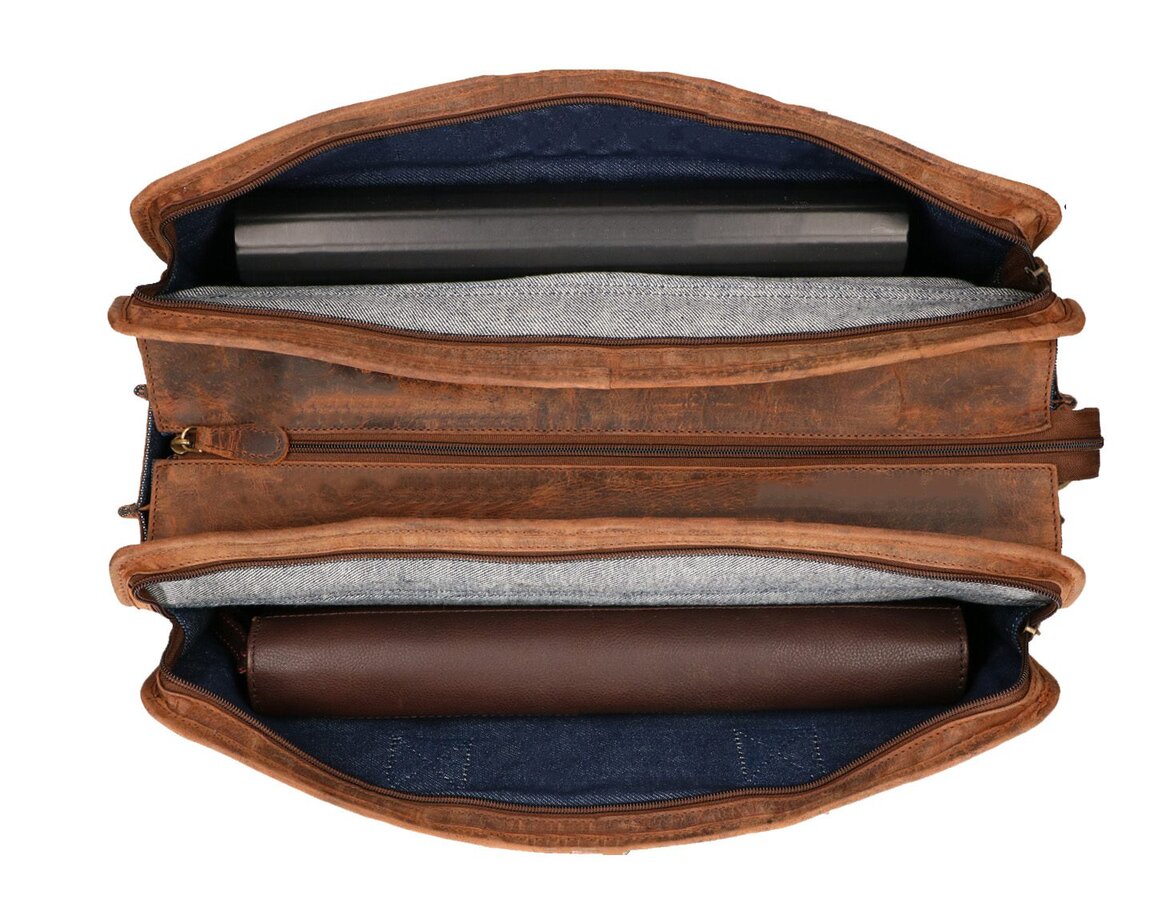 LD Lederwaren Laptoptas Rat Pack 17,3 inch Hunter Bruin