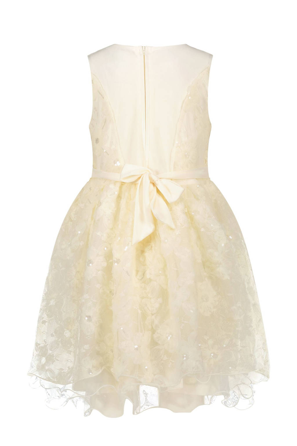 Le Chic korte jurk met pailletten ecru