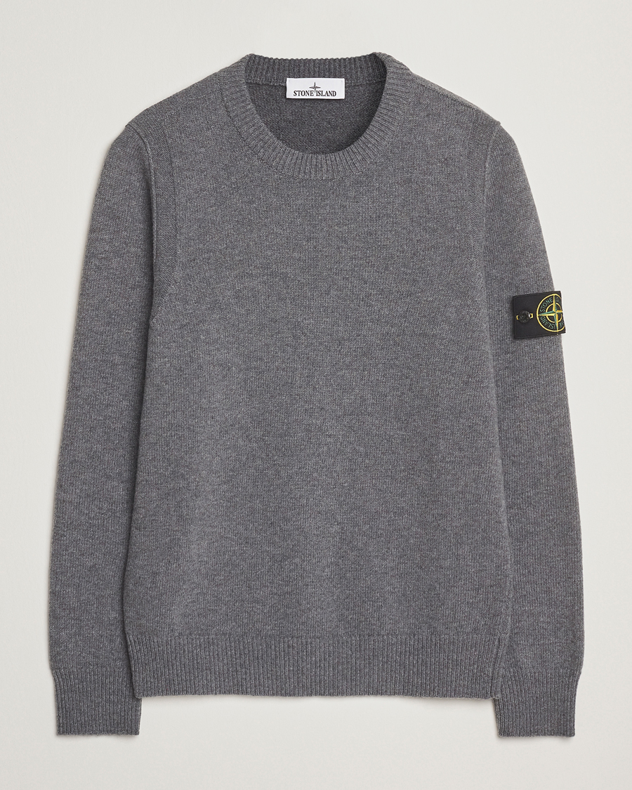Stone Island Knitted Lambswool Crew Neck Cement Melange