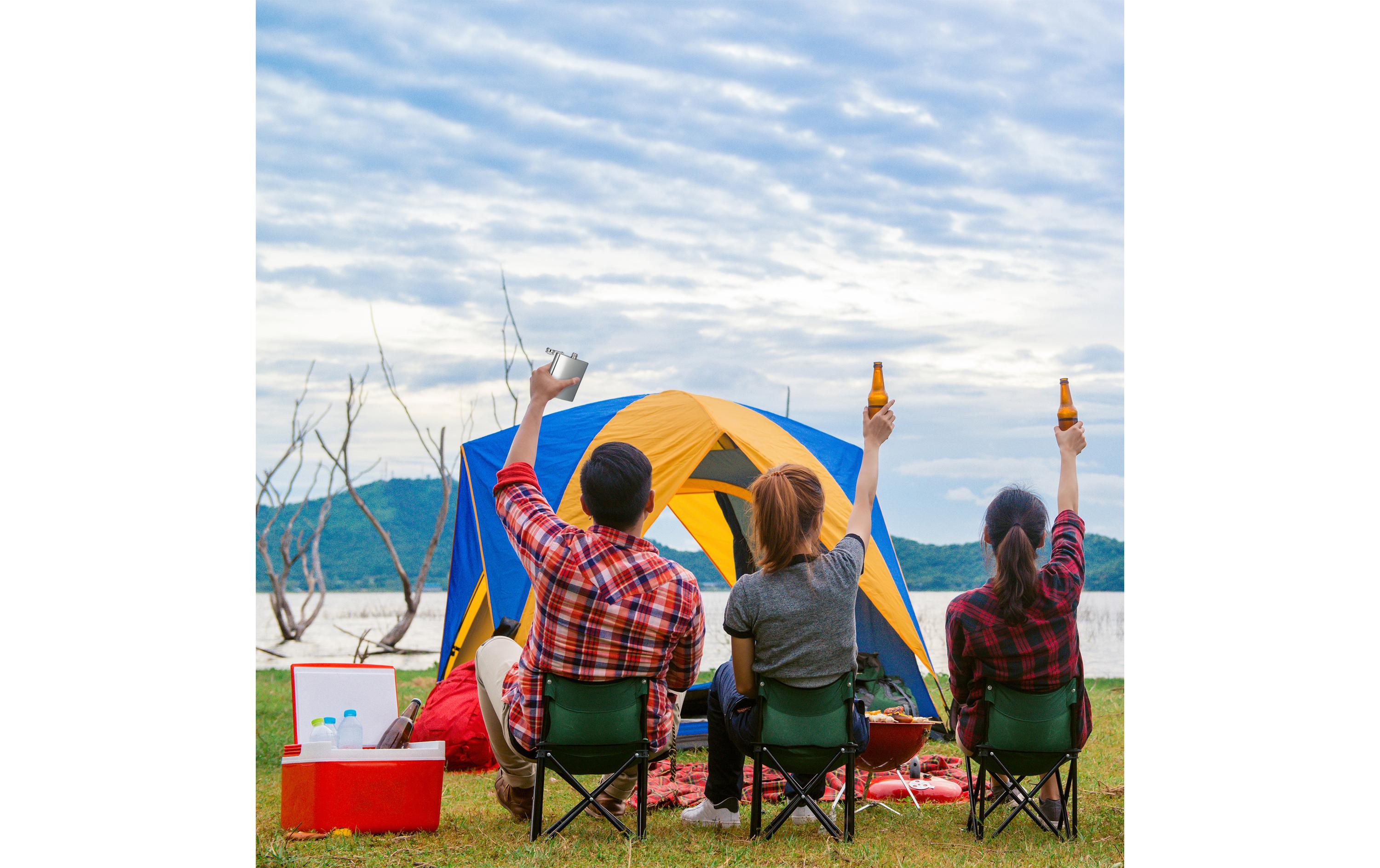 Outdoor-Flachmann 7-teiligFlachmann Set aus Edelstahl