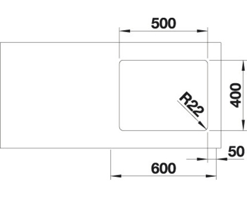 Blanco ANDANO 500-U spoelbak, 540 x 440 mm, roestvrij staal, 522967