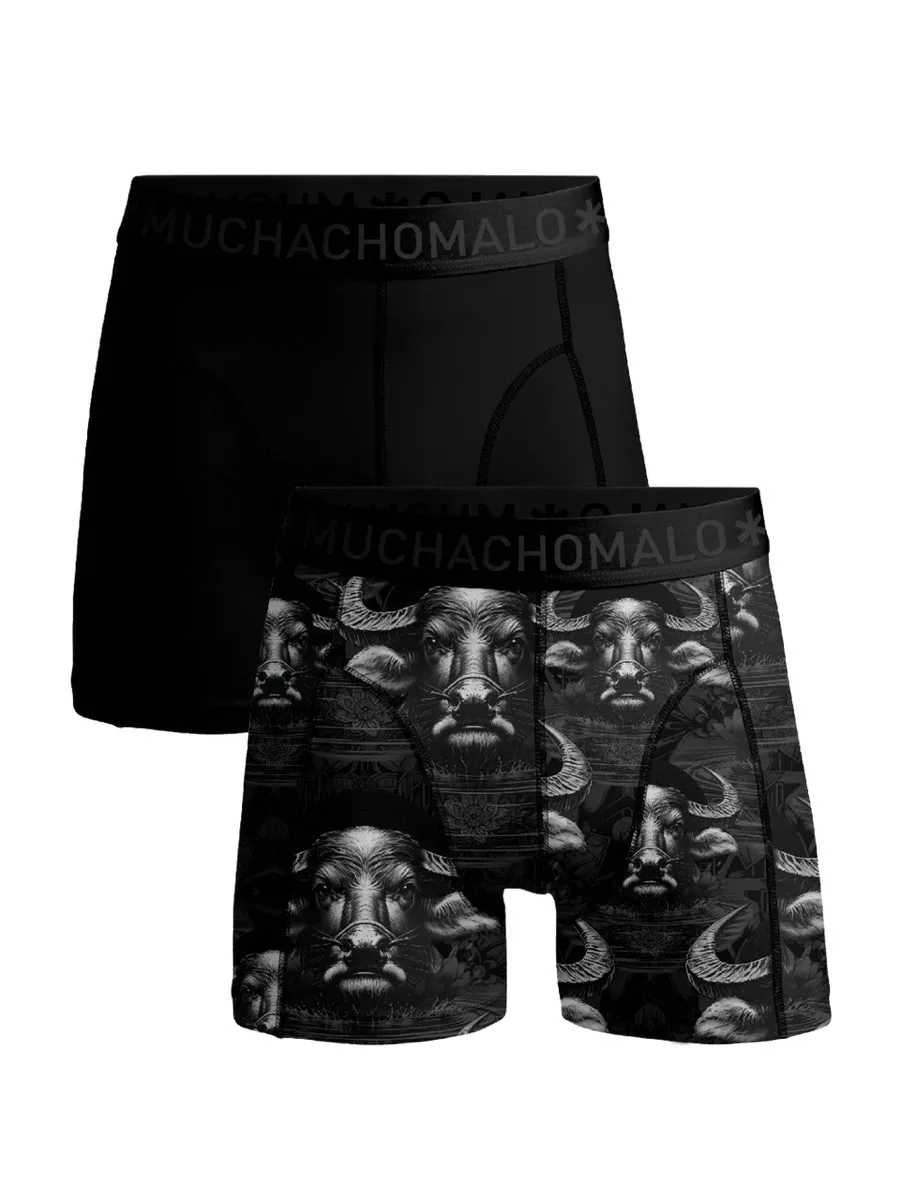 Muchachomalo 1010 Waterbuffalo 01 2pk Boxer Pr/Sol Cm Black/grey