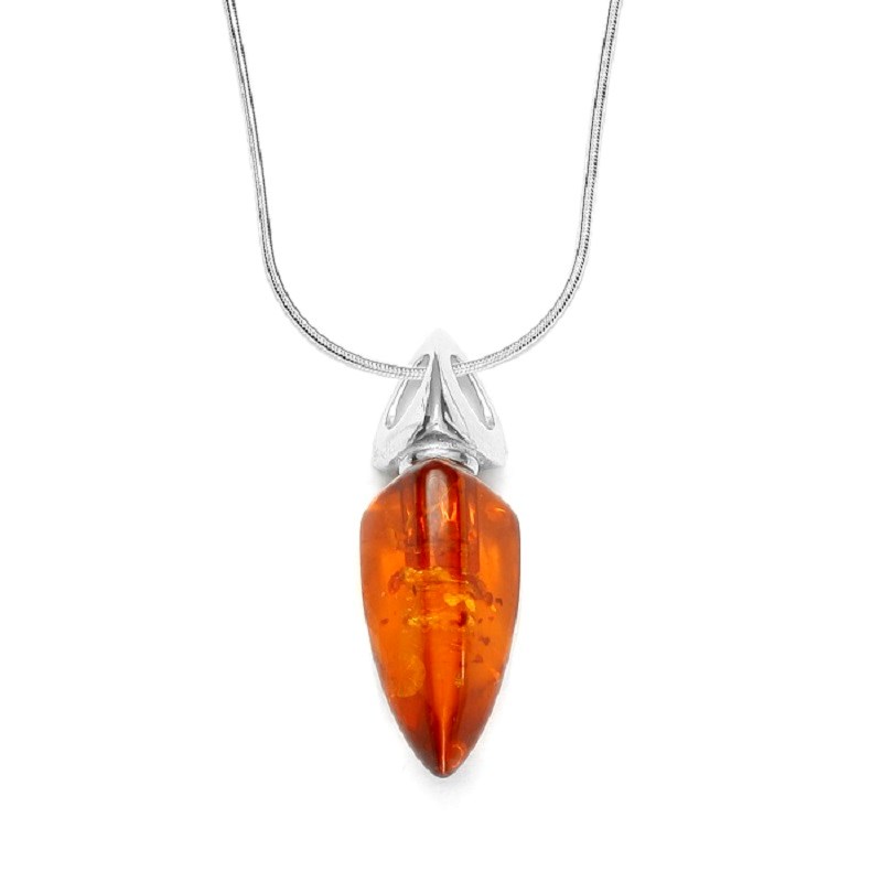 Collier pierre ambre cognac