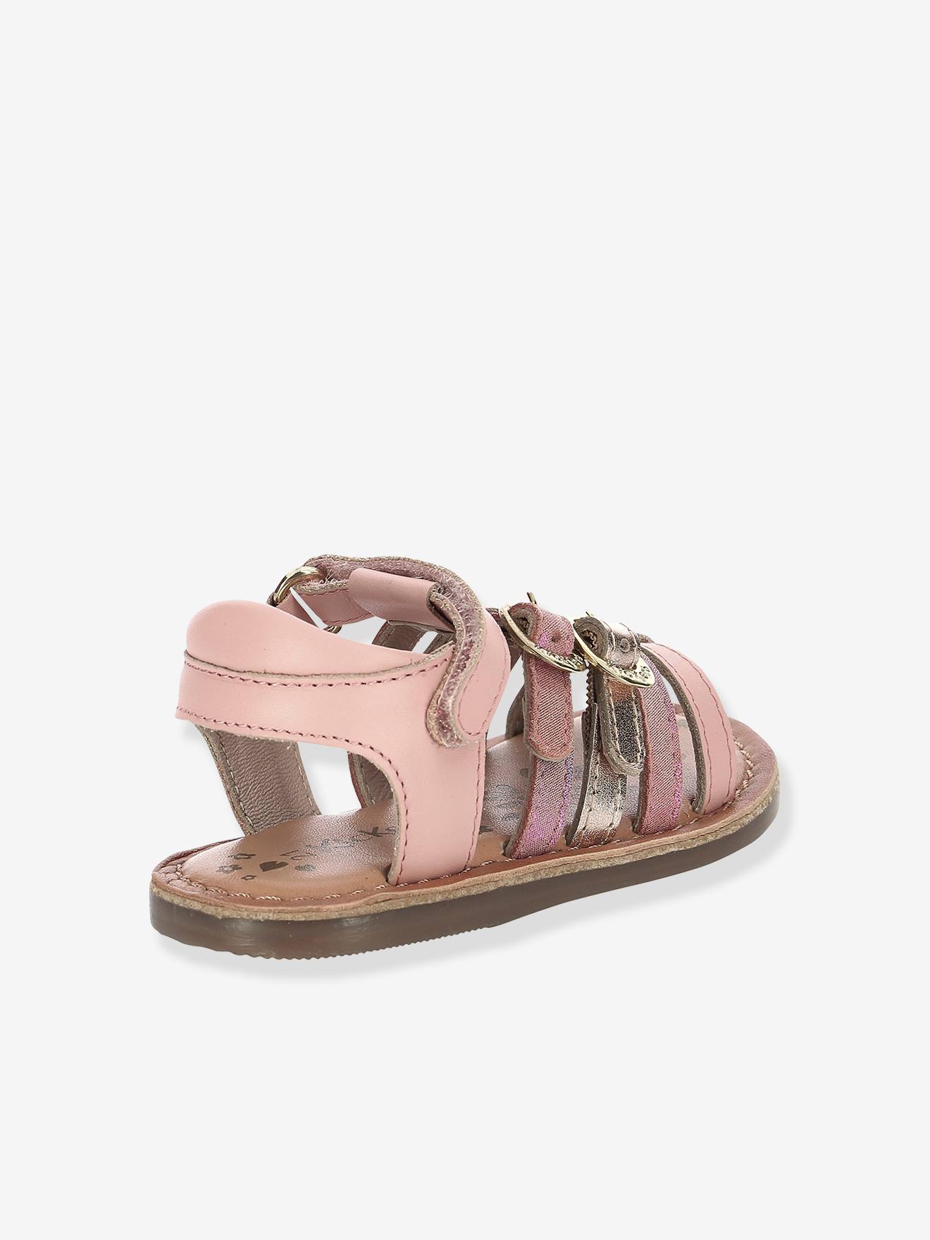 Sandálias de couro KICKERS® Diveta, rosa claro, lisas.
