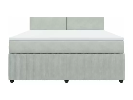 Sommier à lattes de lit et matelas Gris clair 180x200cm Velours