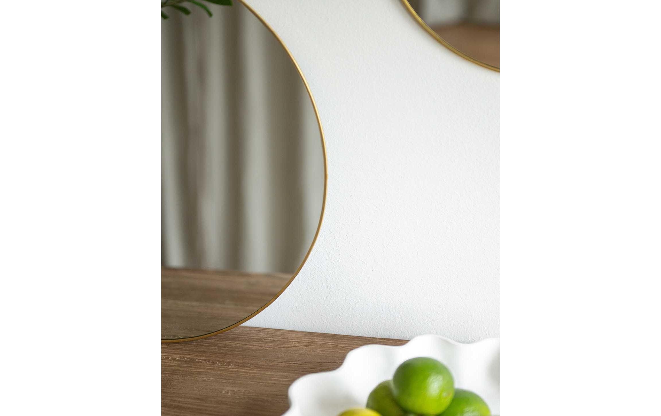 Spiegel Ø 40 cm, GoldSchlichter runder Wandspiegel mit goldenem Rahmen