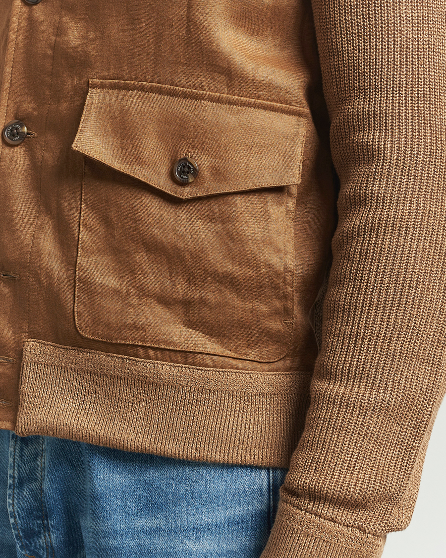 Polo Ralph Lauren Linen Skeet Jacket Brown Linen Combo