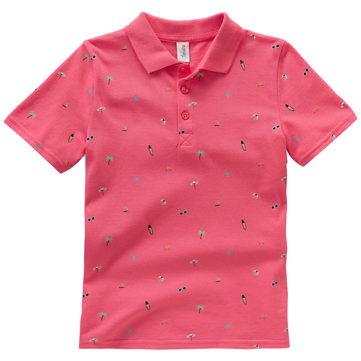 Topolino Jungen Poloshirt mit Allover-Print koralle