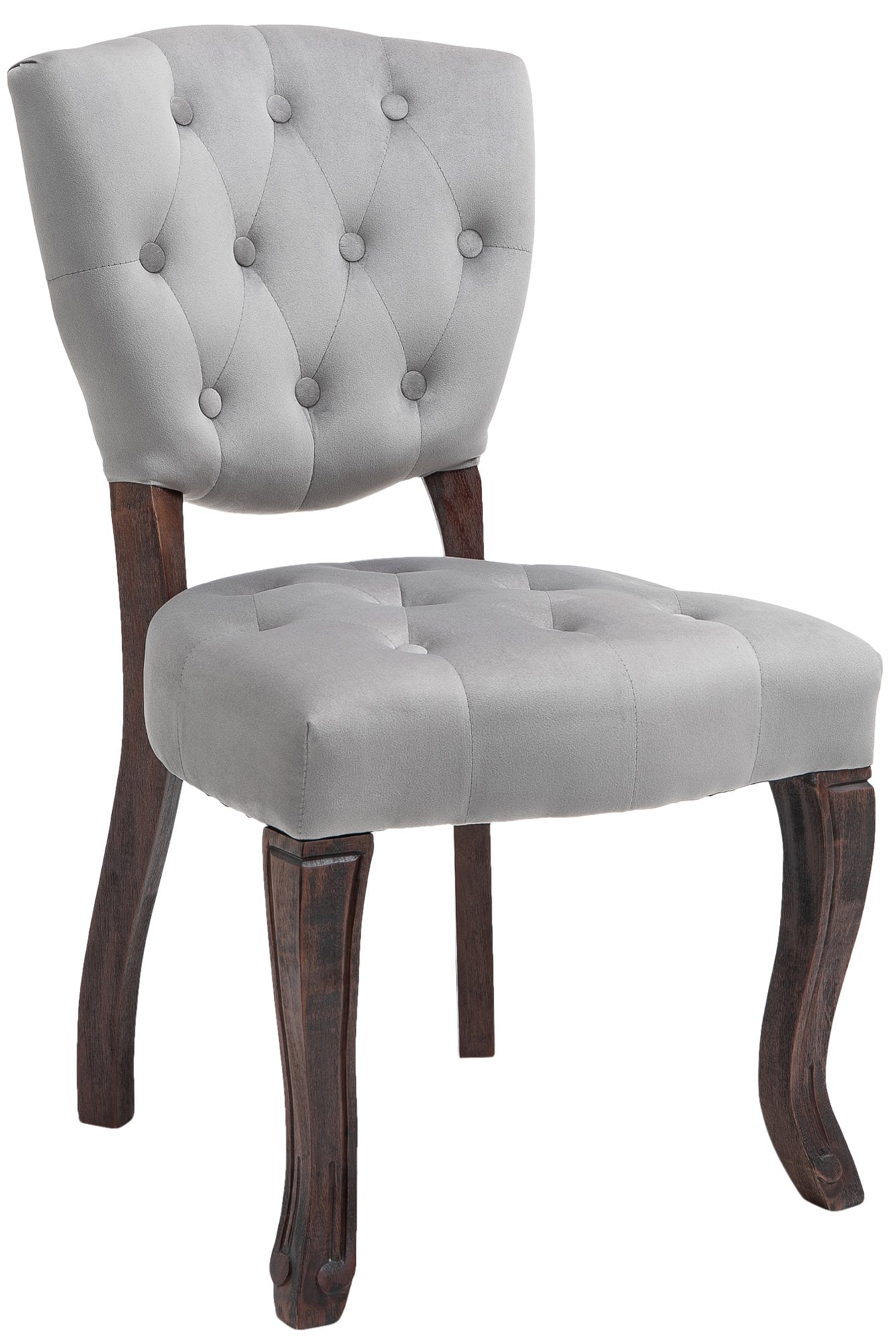 CLP Esszimmerstuhl Elysa Samt I Polsterstuhl Gesteppt Chesterfield Design I Lehnstuhl Mit Kautschukholz Gestell I Max. Belastbarkeit 120 kg