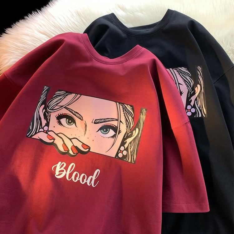 BEAUGALL - T-shirt met ronde hals en elleboogmouwen