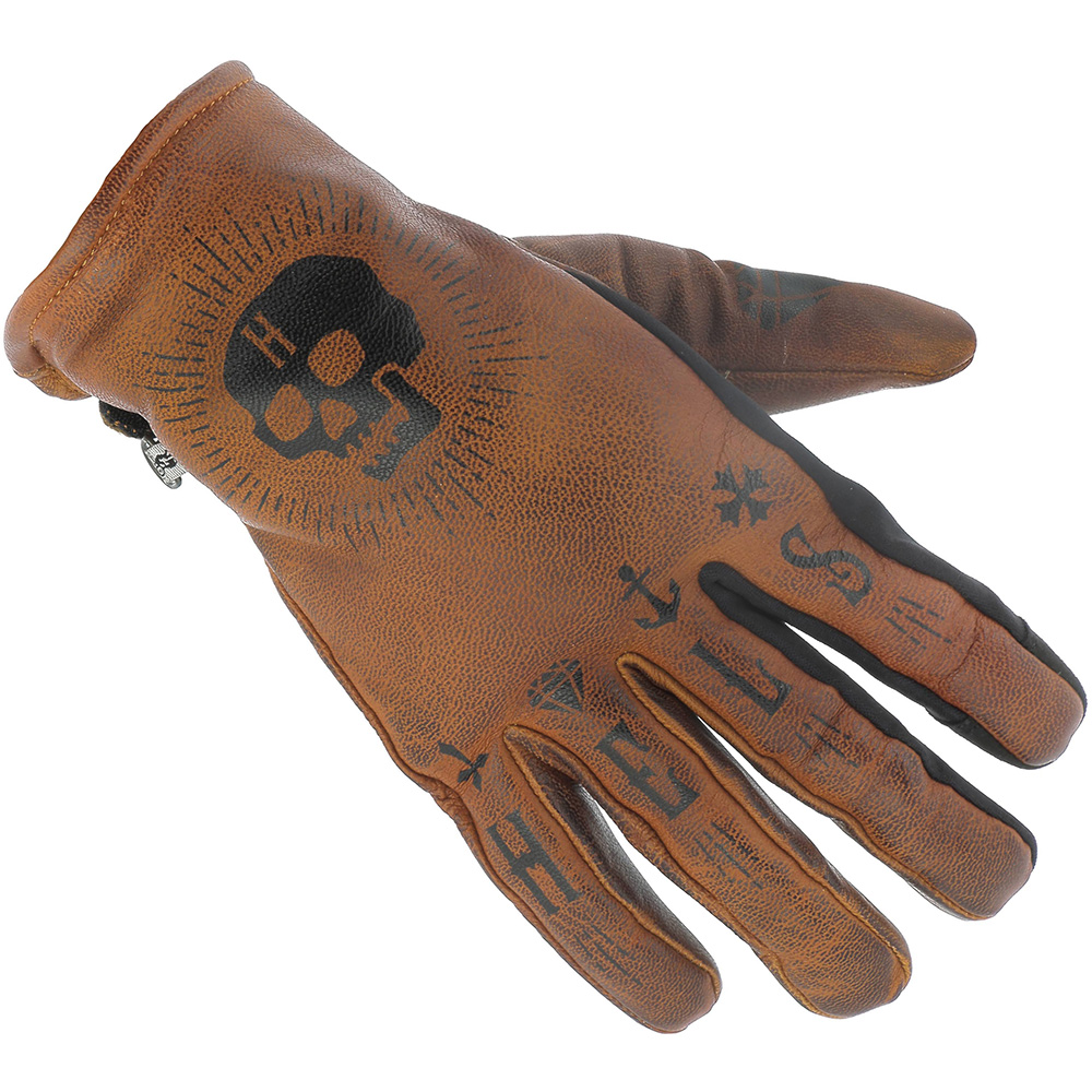 Helstons - Gants Kustom Hiver Skull Marron / Noir